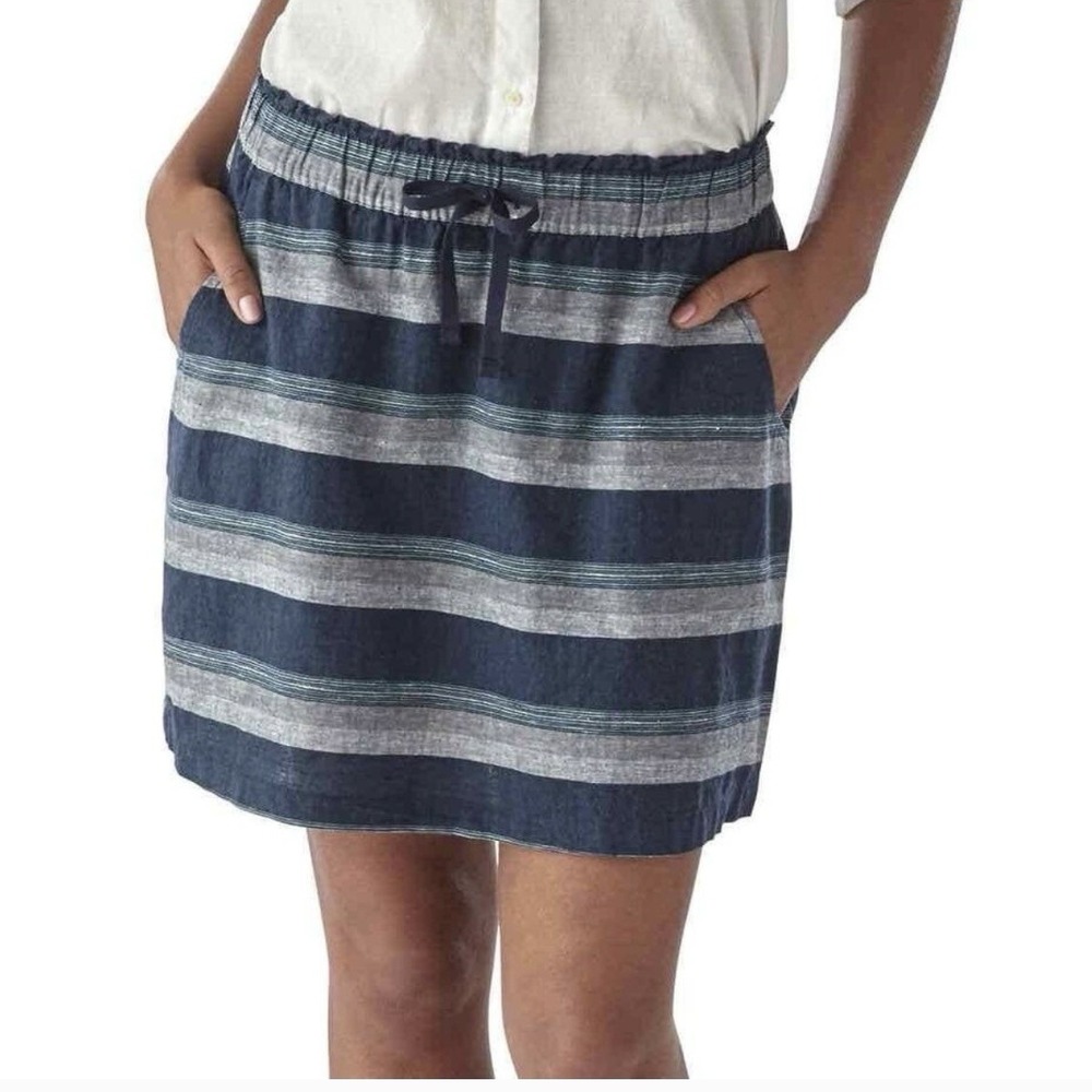 NWT Patagonia Island Hemp Beach‎ Skirt Striped Bay Blue Women's XL